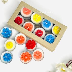 Colorful Flower Tealight Candles Set | Decorative Scented Tealight Gift Pack
