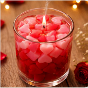 Red Heart Jar Candle